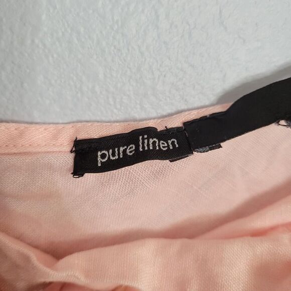 HARVE BENARD Pure Linen Pink Sleeveless V-Neck Top Relaxed Resort Coastal XL - Picture 4 of 5